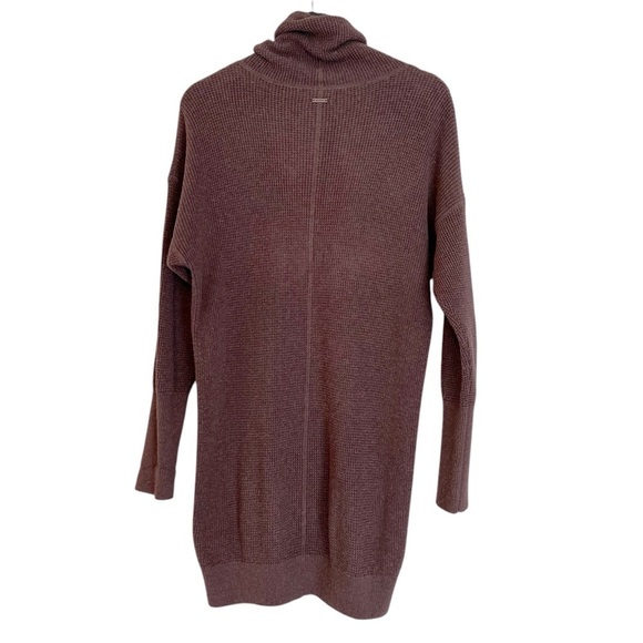 Prana Milani Cowl Neck Sweater Mini Dress Plum Brown Small Cozy Outdoor Gorpcore - Picture 4 of 5